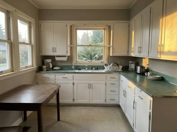 Kitchen cabinets after refinishing
