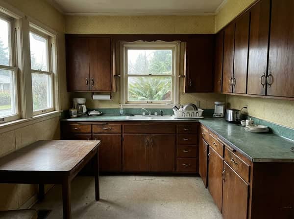 Kitchen cabinets before refinishing