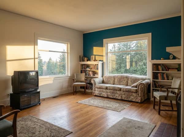 Living room after accent wall